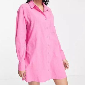 Lola May Shirt Dress in Hot Pink